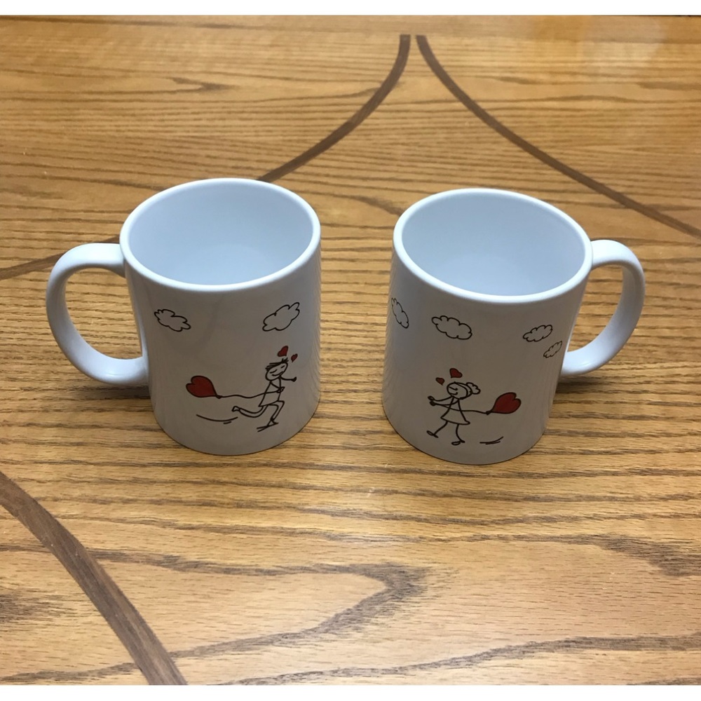 Set of 2 Couple Themed Coffee Mugs